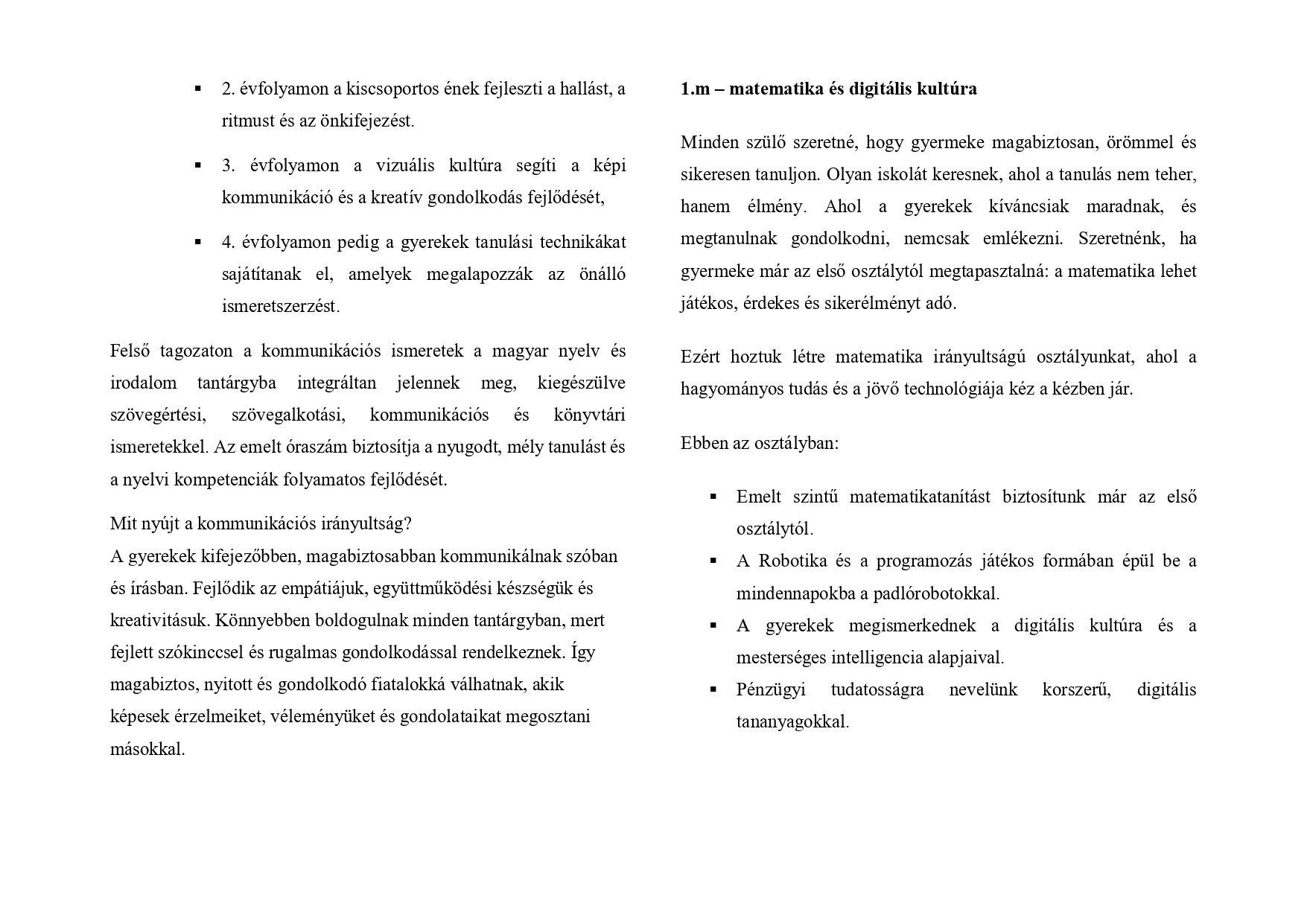 Elsős beiskolázási tájékoztató